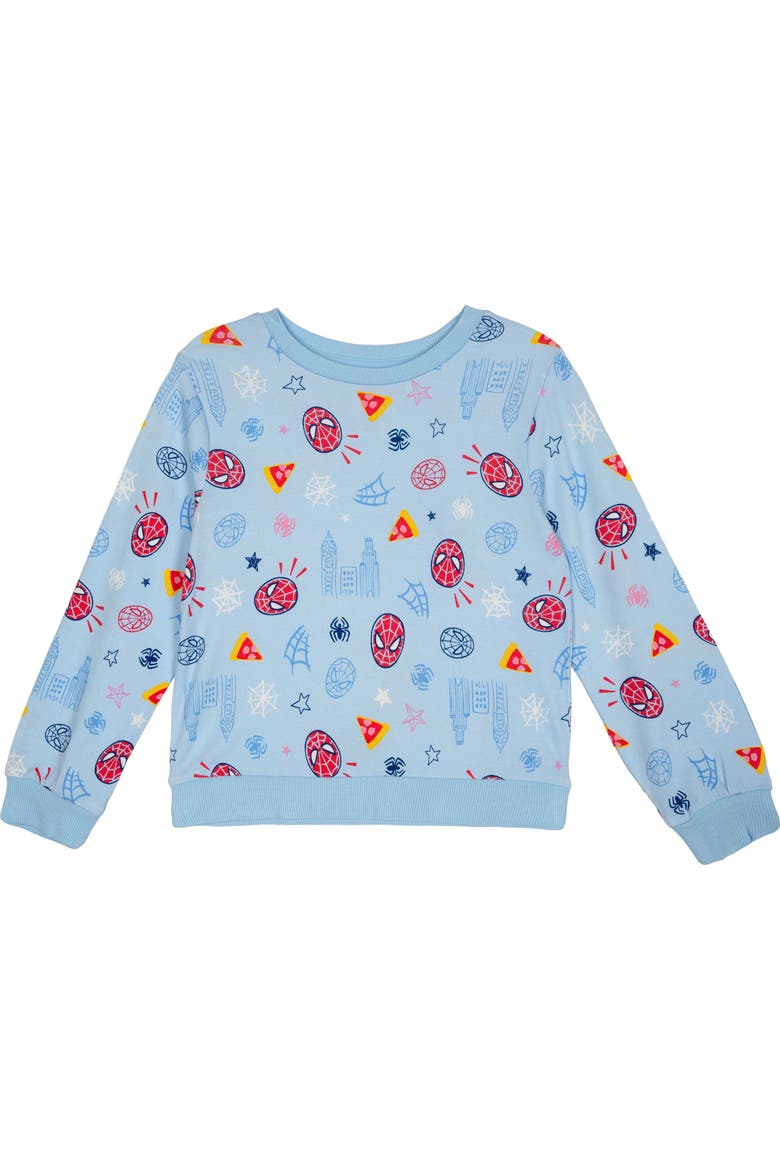 Spider-Man Loungewear 2-Piece Sweatshirt and Pants Set, Alternate, color, Spider Man Light Blue