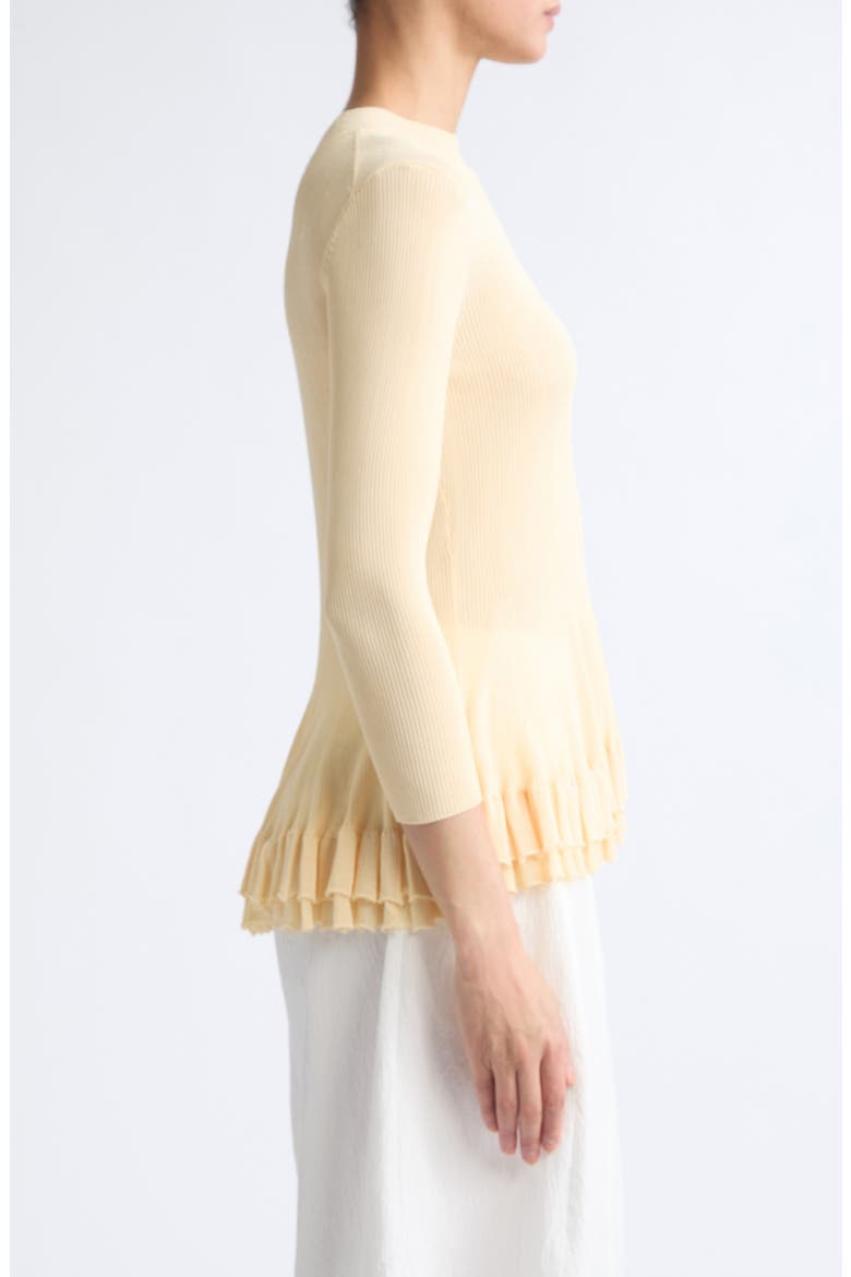 Garrett Peplum Ruffle Hem Mock Neck Top, Alternate, color, CREAM