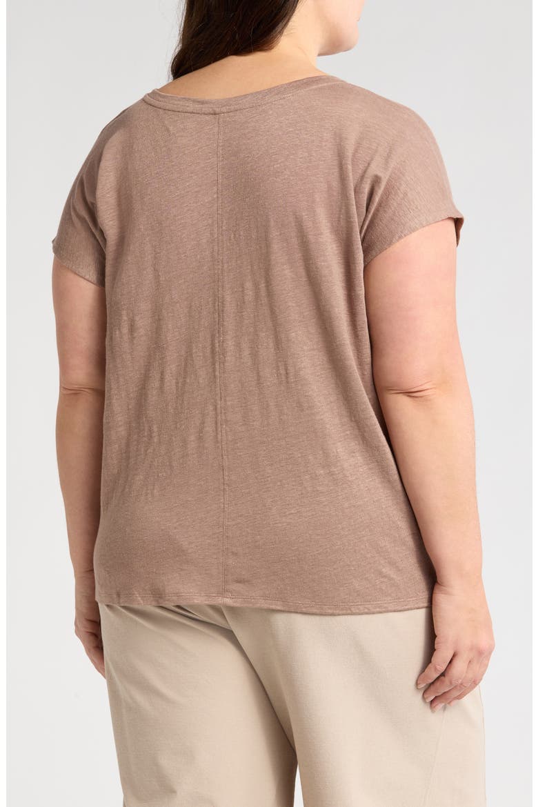 V-Neck Organic Linen T-Shirt, Alternate, color, COCOA