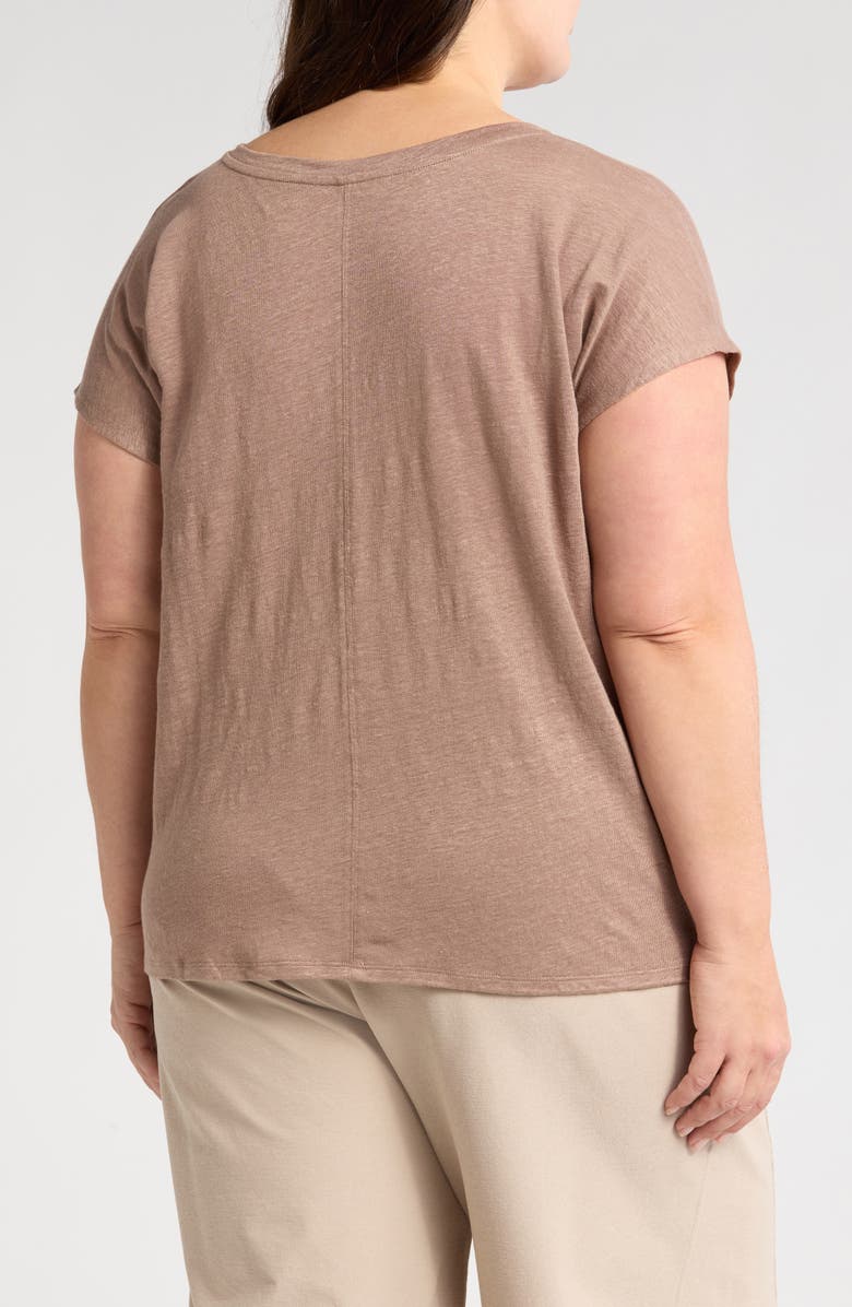 Eileen Fisher V-Neck Organic Linen T-Shirt, Alternate, color, Cocoa