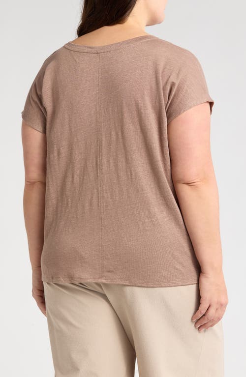 Eileen Fisher V-neck Organic Linen T-shirt In Cocoa