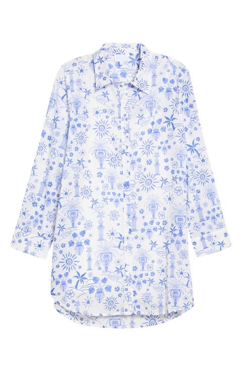 Azul Tropics Long Sleeve Cotton Shirtdress