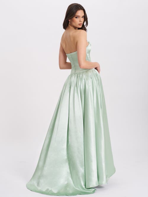 Miss Circle Women Lael Mint Green Back Button Trailing Gown In Green