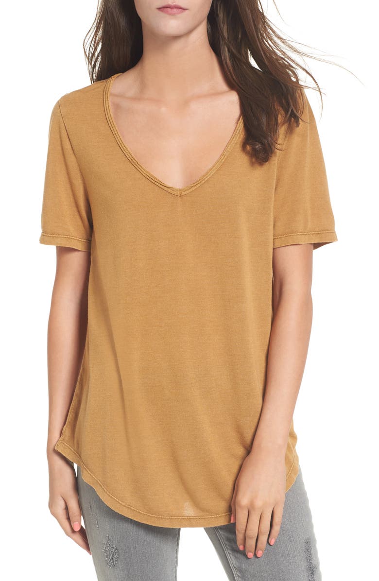 BP. Raw Edge V-Neck Tee, Main, color,