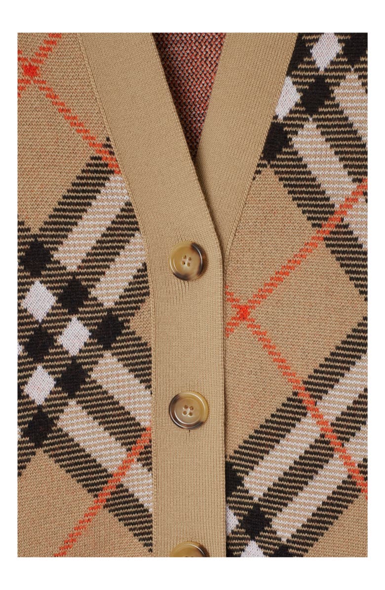 Burberry Check Wool Mohair Blend Cardigan, Alternate, color, Sand Beige