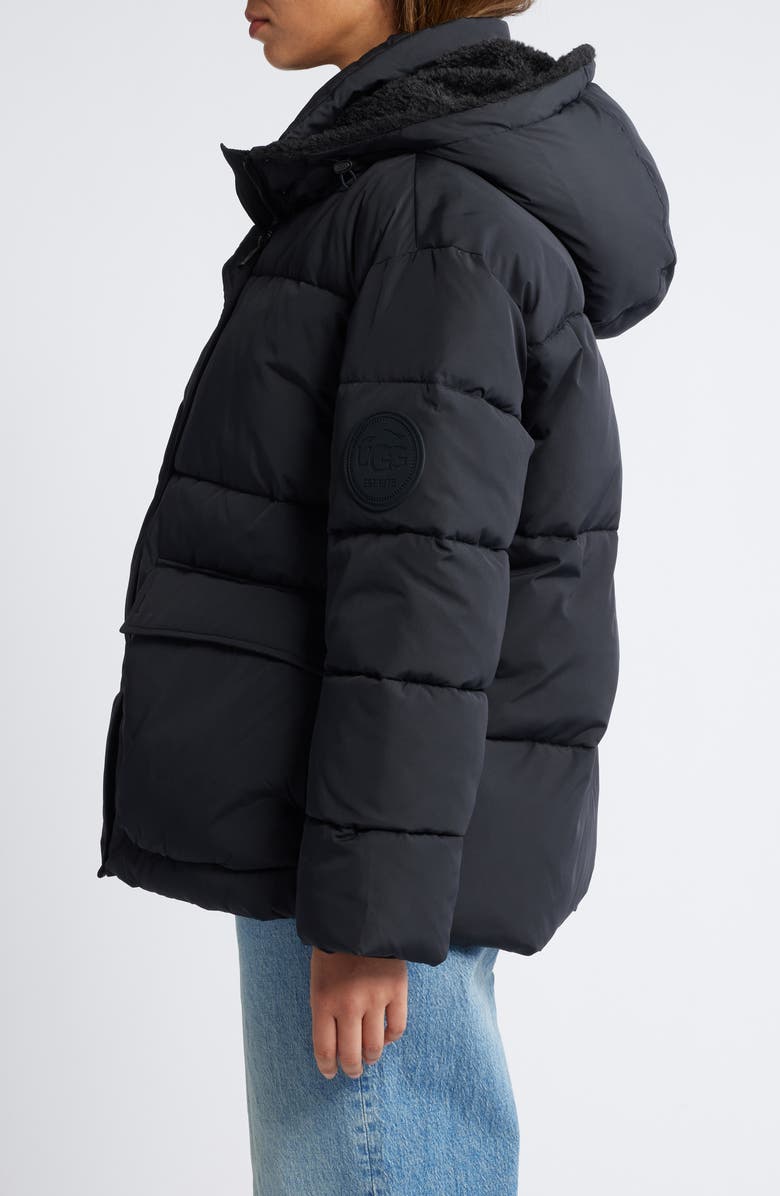 UGG<sup>®</sup> Kennedy Water Resistant Hooded Puffer Jacket, Alternate, color, Black