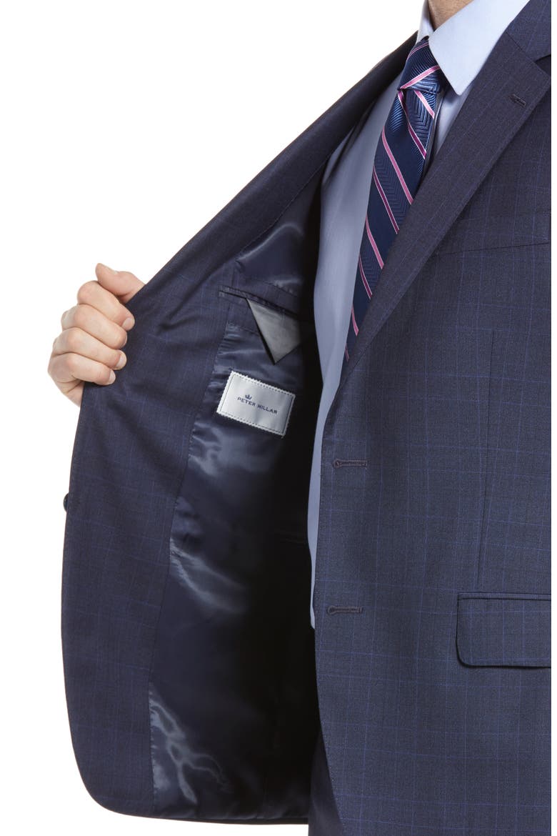 Flynn Plaid Wool Suit, Alternate, color, NAVY