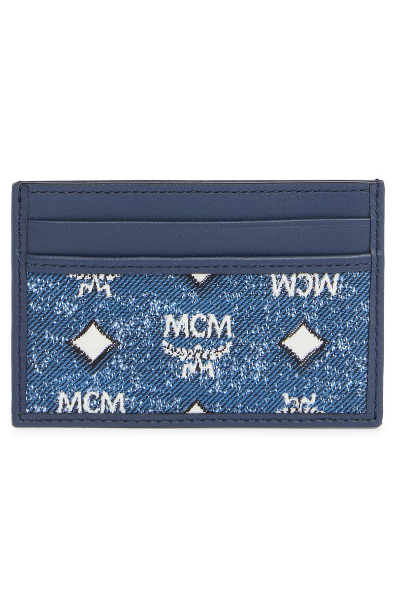 MCM Aren Card Case, Alternate, color, Denim Blue