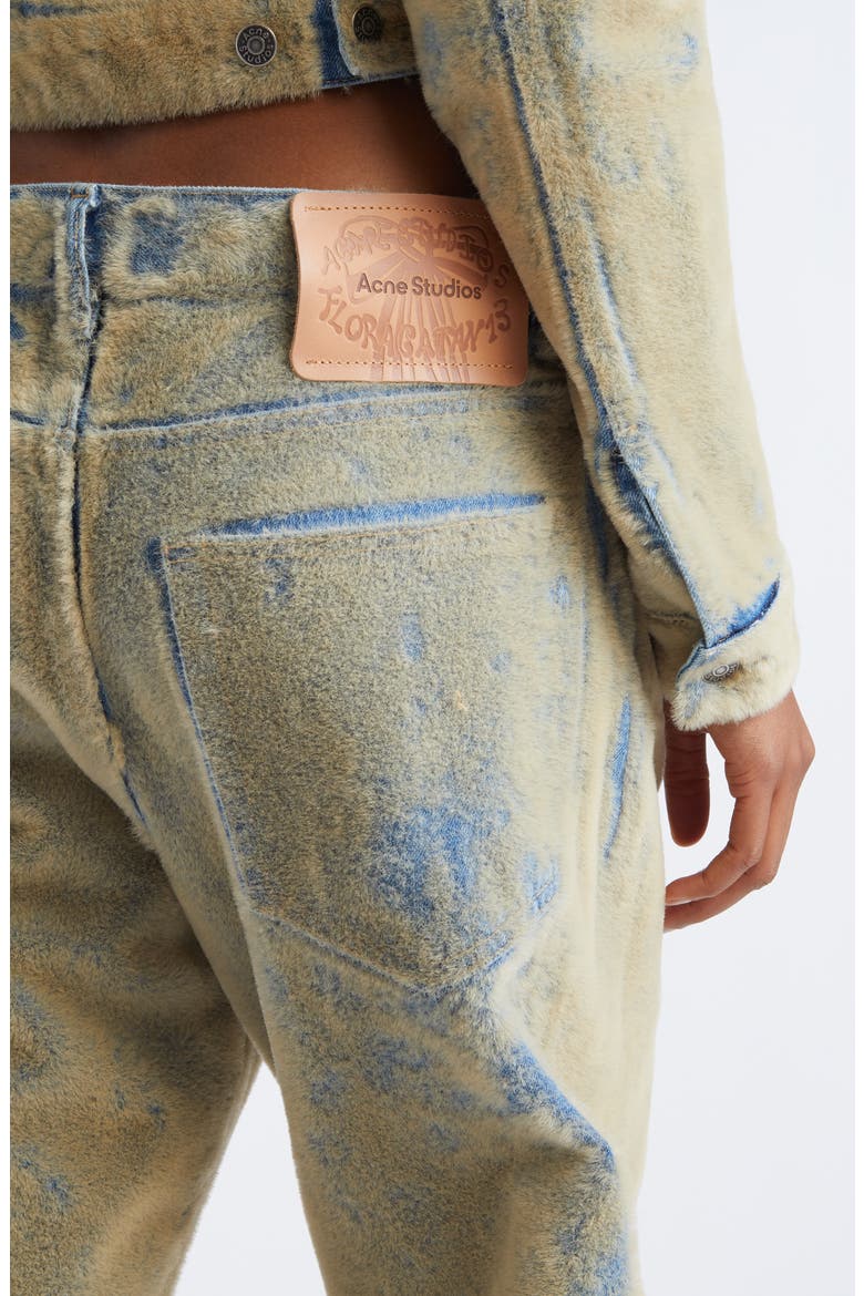 Loose Fit Flocked Denim Jeans, Alternate, color, BLUE/ BEIGE