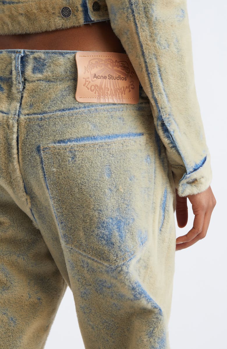 Acne Studios Loose Fit Flocked Denim Jeans, Alternate, color, Blue/ Beige