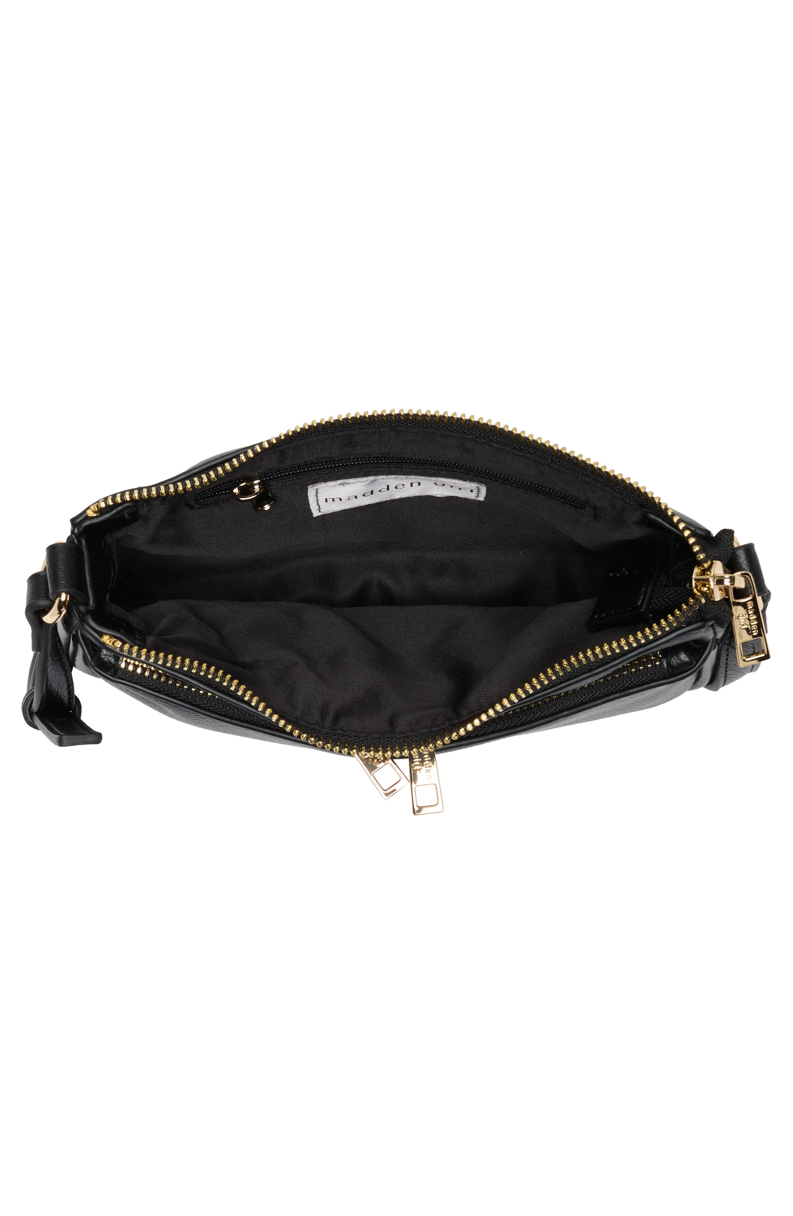 3-Piece Faux Leather Shoulder Bag & Charms Set, Alternate, color, BLACK