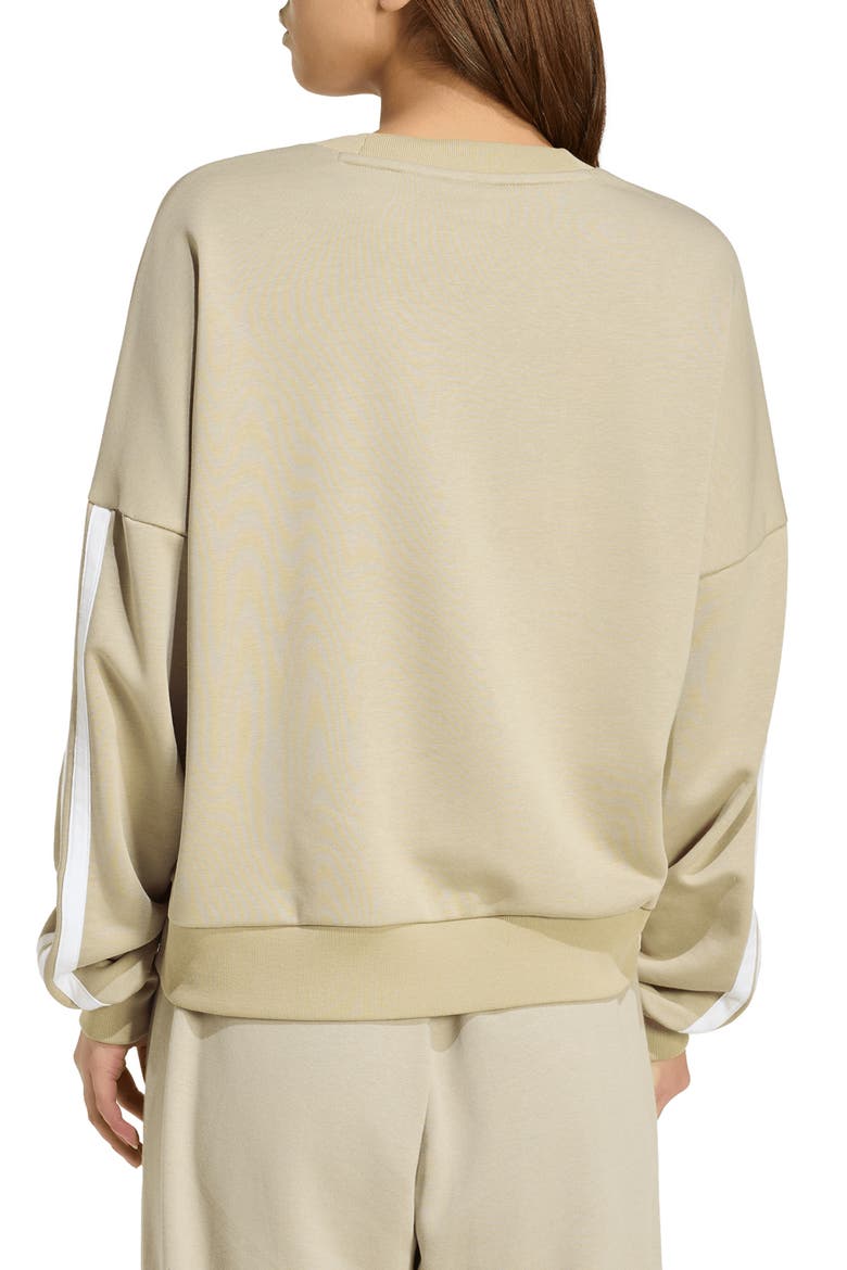 3-Stripes French Terry Crewneck Sweatshirt, Alternate, color, WONDER CARGO/ WHITE