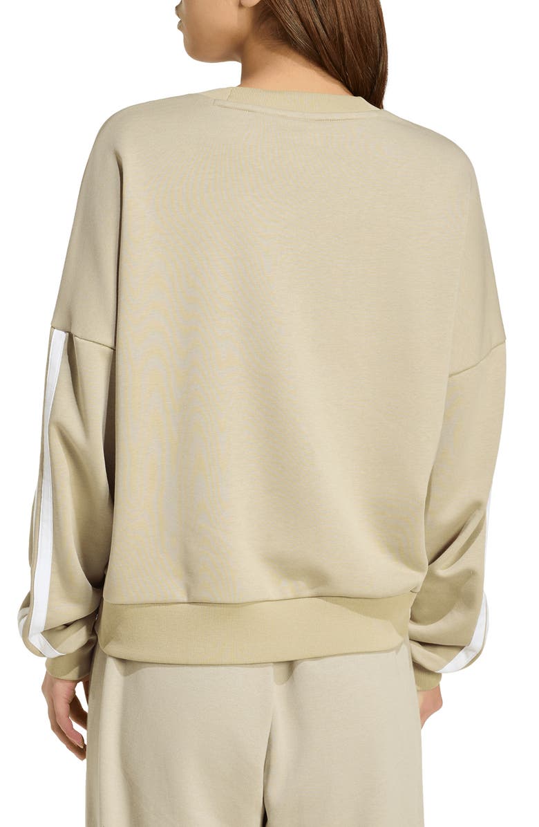 adidas 3-Stripes French Terry Crewneck Sweatshirt, Alternate, color, Wonder Cargo/ White