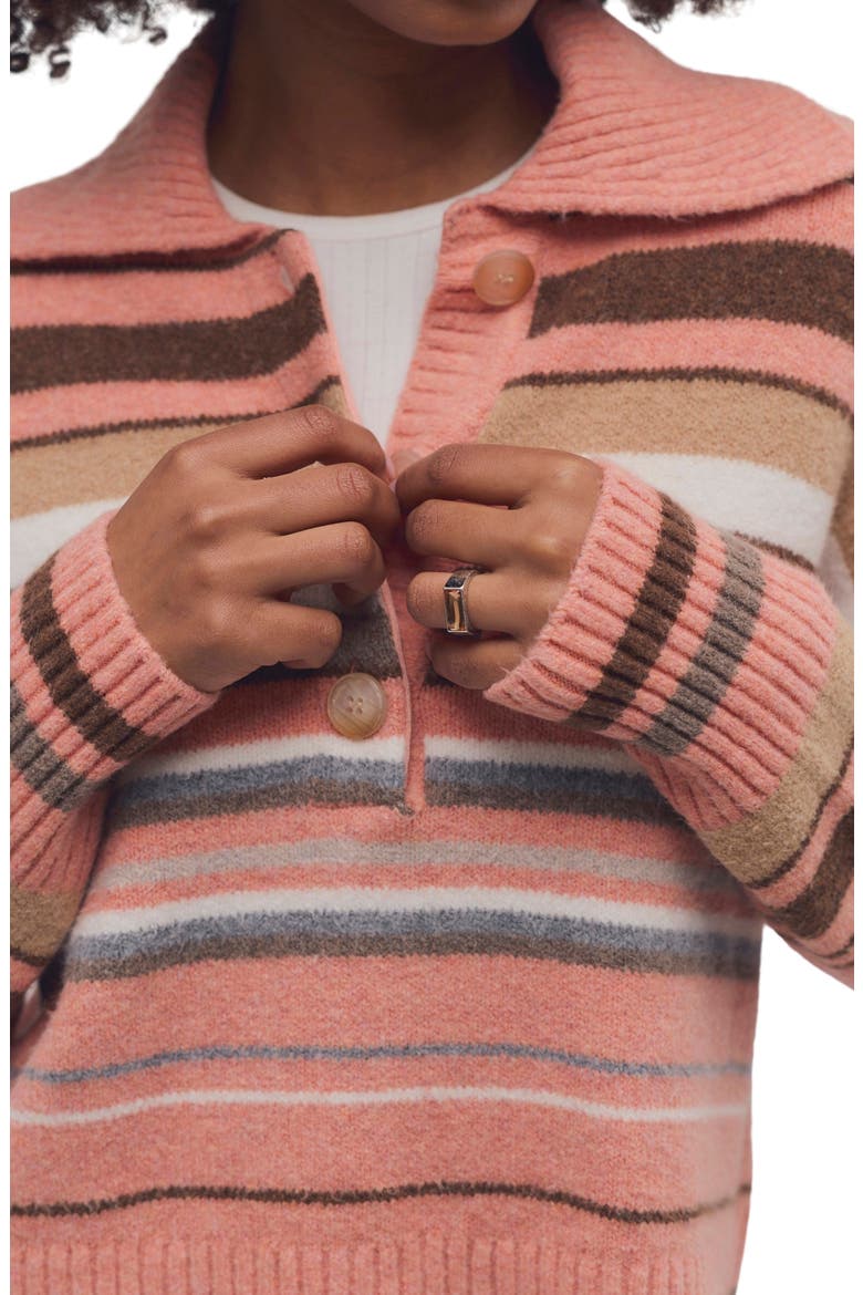 Trading Up Stripe Polo Sweater, Alternate, color, PEACH COMBO