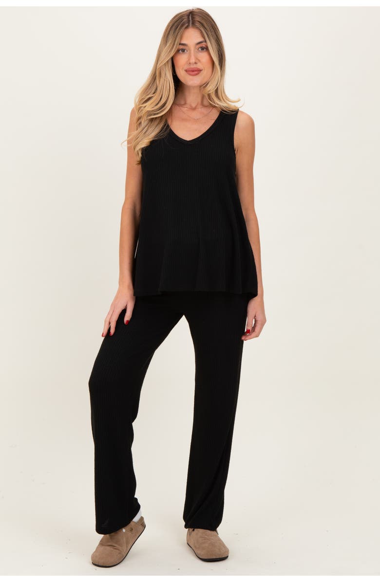 PinkBlush Rib Knit Tank and Pant Set, Alternate, color, Black