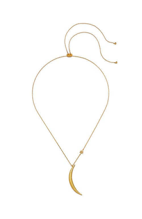 Satya Jewelry Illuminated Path Gold Moon Necklace In Gold