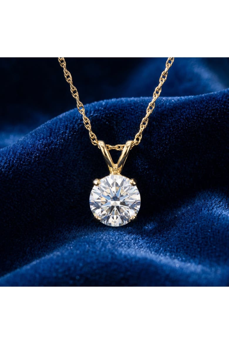 1/5Ct Lab Grown Solitaire Diamond Pendant 14k Gold Necklace, Alternate, color, 14k Yellow Gold