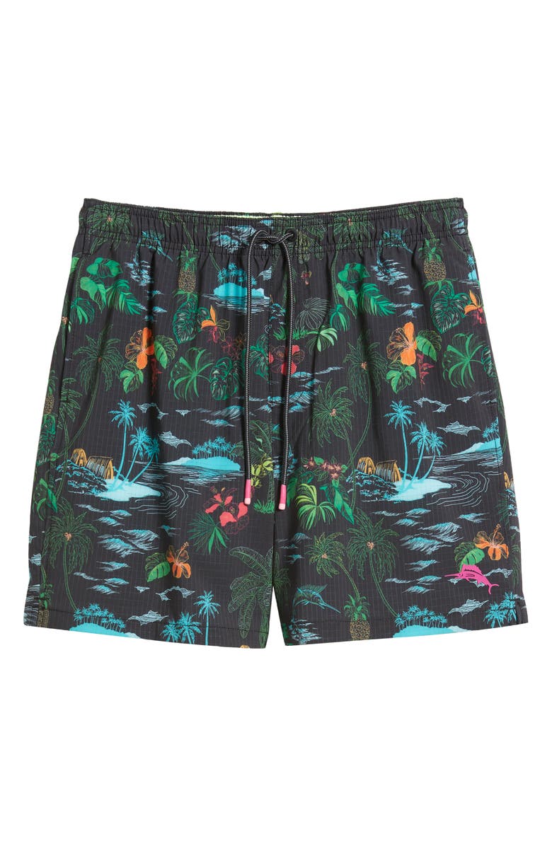 Tommy Bahama Naples Neon Shores Swim Trunks, Alternate, color, Black