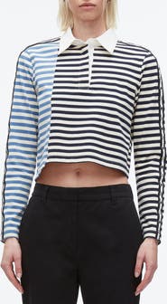 3.1 Phillip Lim Stripe Long Sleeve Cotton Polo Shirt