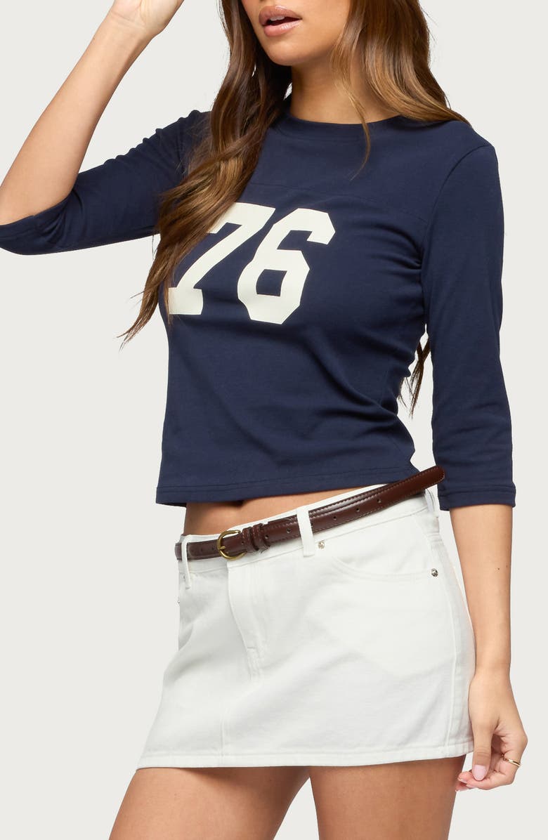 EDIKTED 76 Stretch Cotton Graphic T-Shirt, Alternate, color, Navy