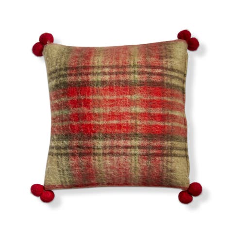 Sno Plaid Throw Pillow Multicolor Acrylic Christmas Decor