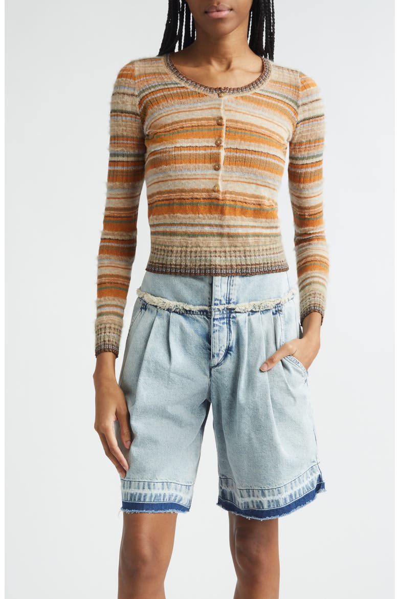 Frederica Striped Knit Sweater, Main, color, BEIGE