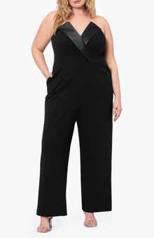 Betsy & Adam Strapless Tuxedo Jumpsuit
