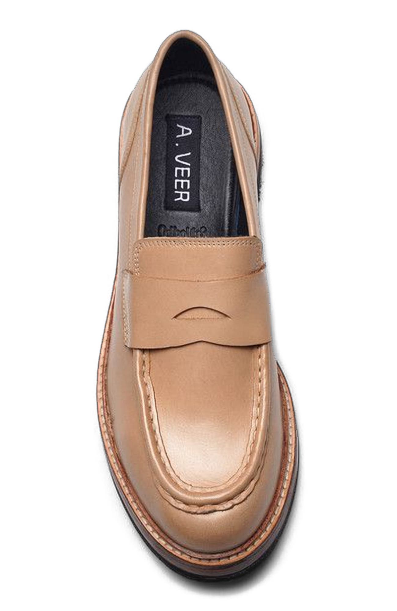 A. Veer Rhodes Penny Loafer, Alternate, color, Sand Leather