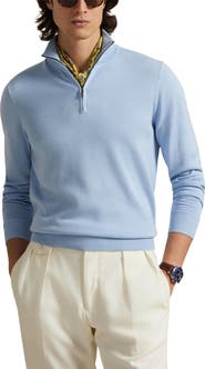 Polo Ralph Lauren Mock Neck Cotton Quarter Zip Sweater