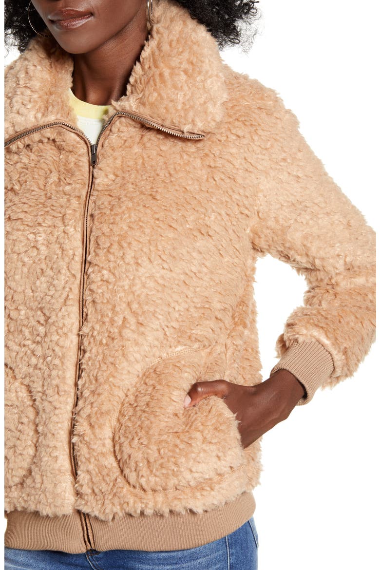 BB Dakota Teddy Or Not Faux Fur Bomber Jacket, Alternate, color, CAMEL