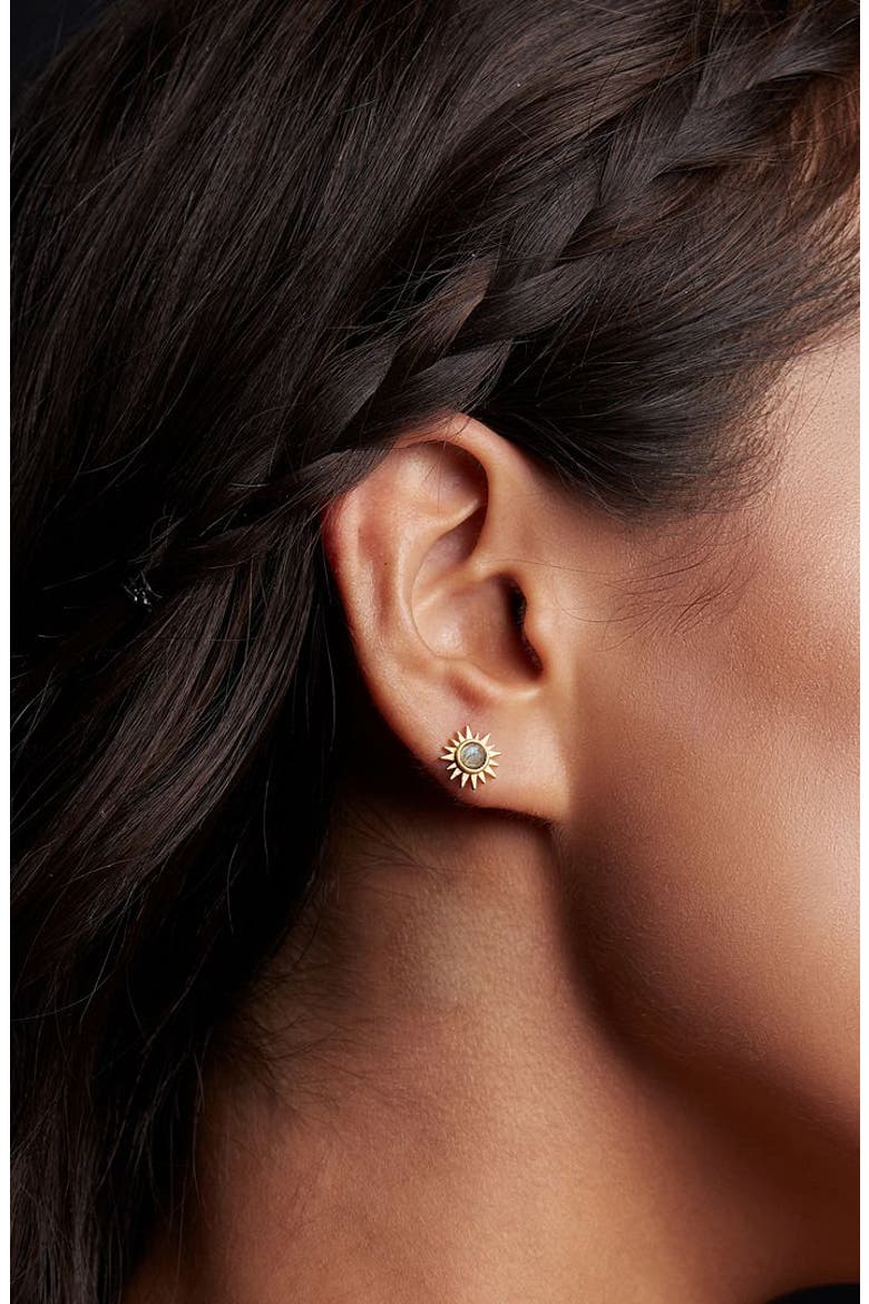 Light Seeker Labradorite Starburst Earrings, Alternate, color, Gold