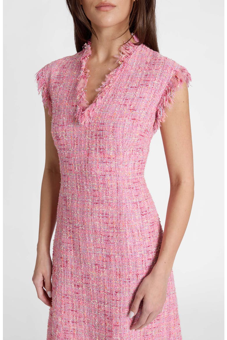 Cici Asymmetric A-Line Dress in Cotton Blend Tweed, Alternate, color, Candy Pink
