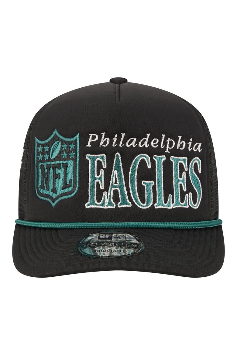 Men's New Era Black Philadelphia Eagles Throwback Foam 19TWENTY Adjustable Hat, Alternate, color, Black