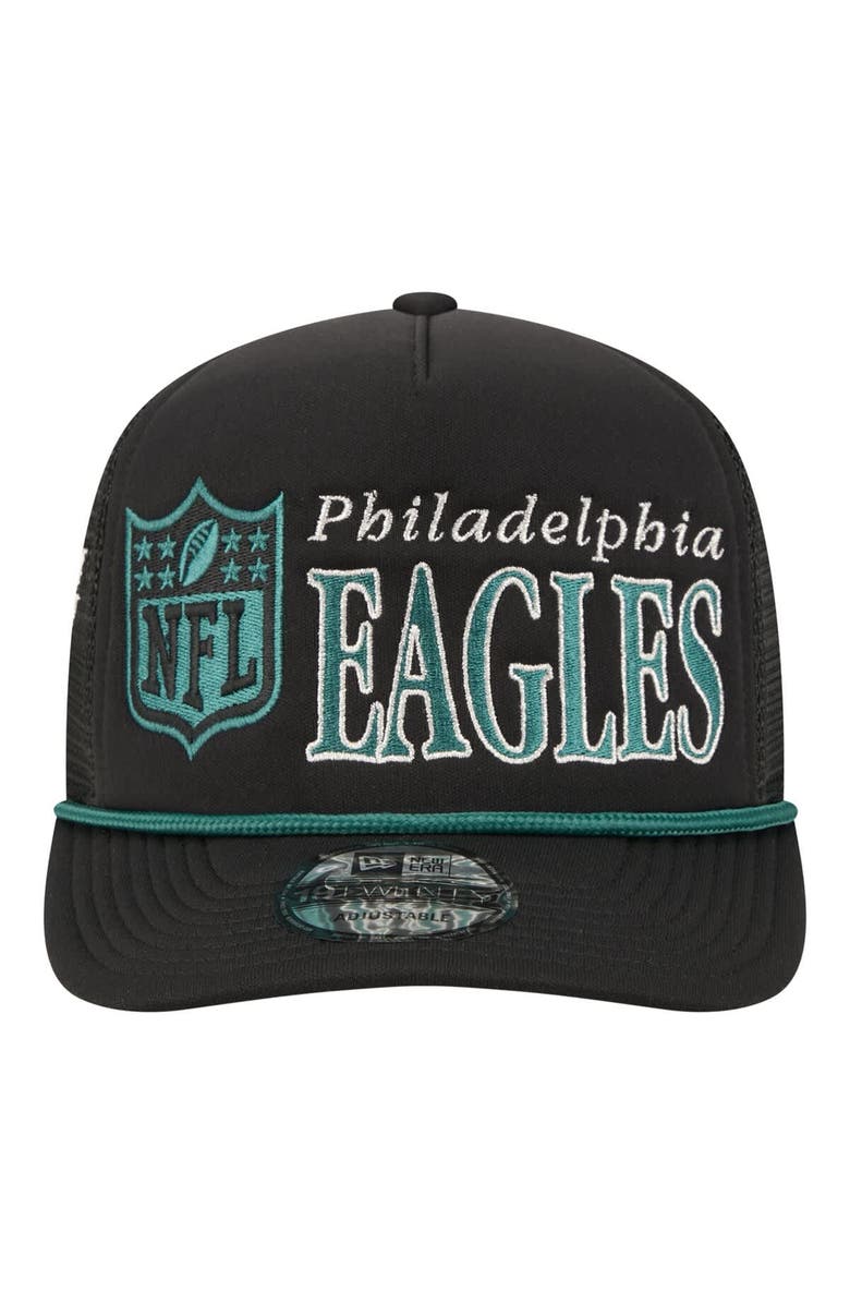 New Era Men's New Era Black Philadelphia Eagles Throwback Foam 19TWENTY Adjustable Hat, Alternate, color, Black