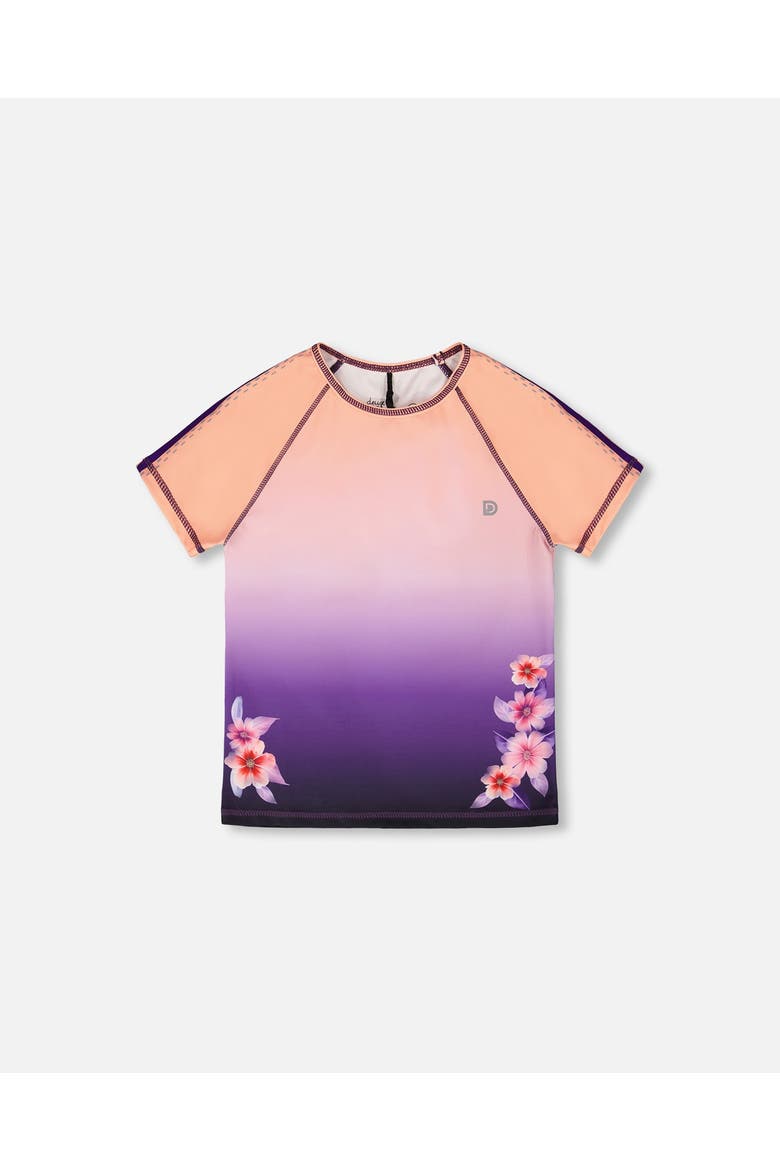 Athletic Short Sleeve Top Gradient in Recycled Polyester, Main, color, Pink To Black Gradient