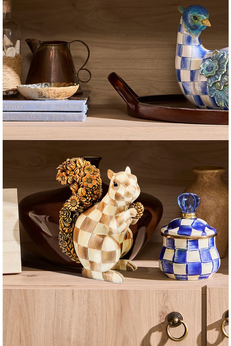 Mocha Check Squirrel Figurine, Alternate, color, BROWN
