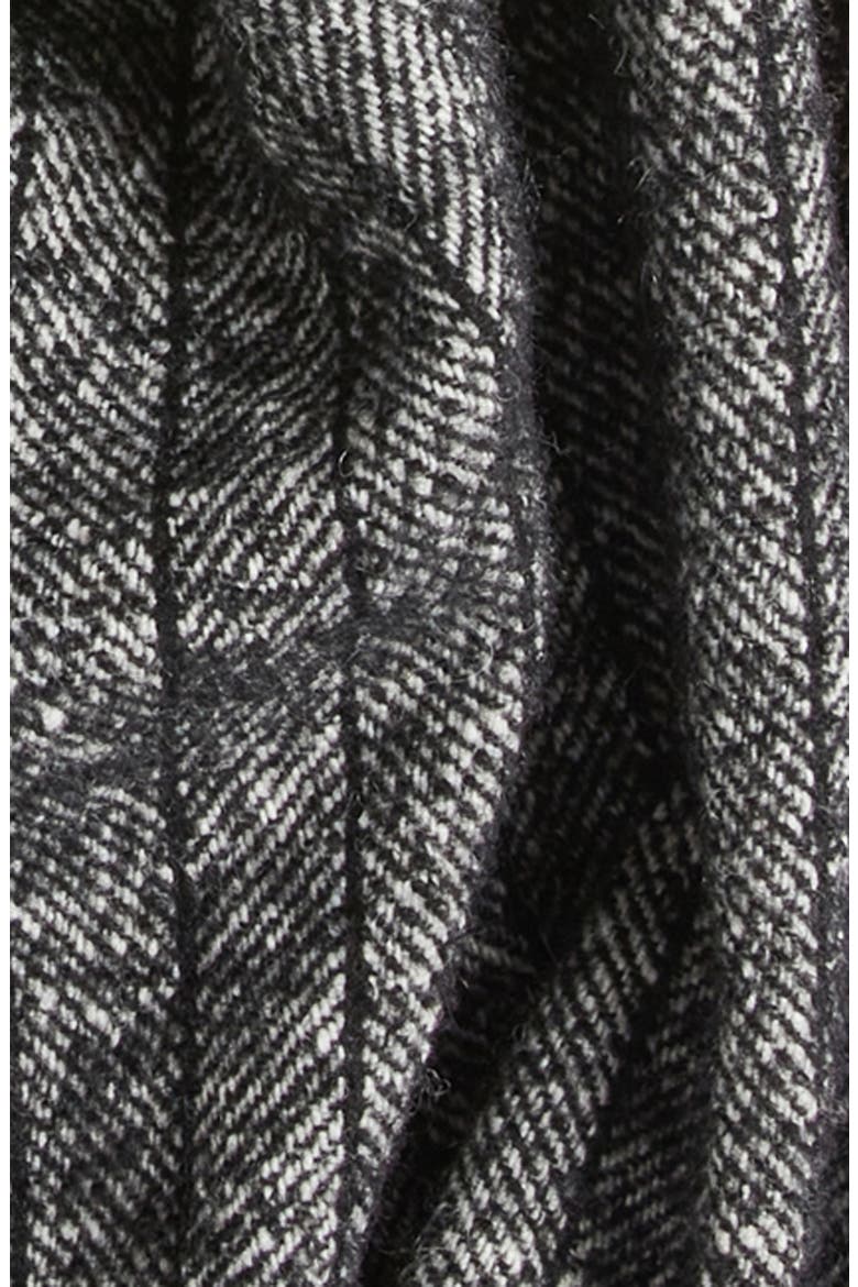 Pinstripe Herringbone Wool Scarf, Alternate, color, BLACK