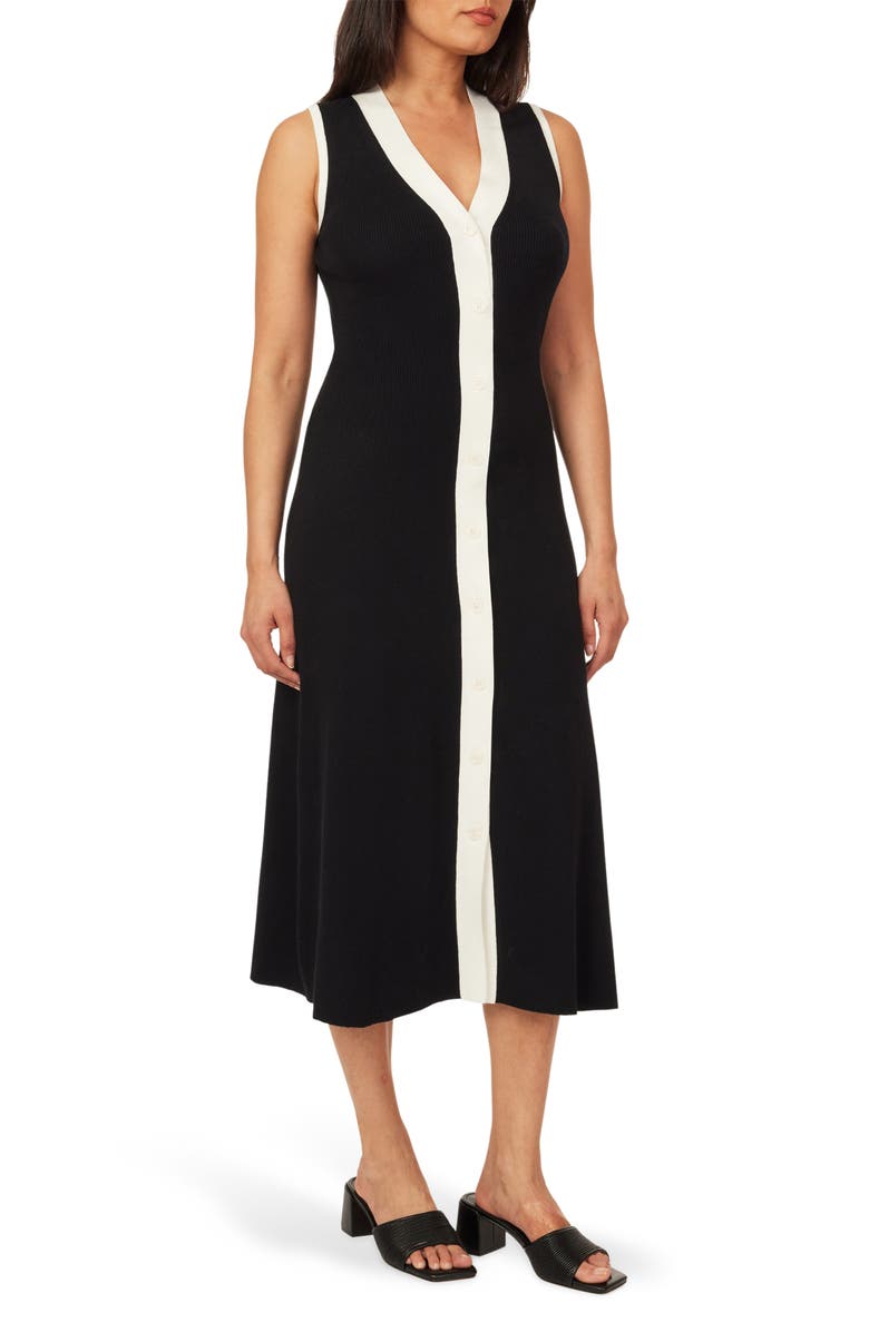 Scotch & Soda Sleeveless Ribbed Button Front Sweater Dress, Alternate, color, 