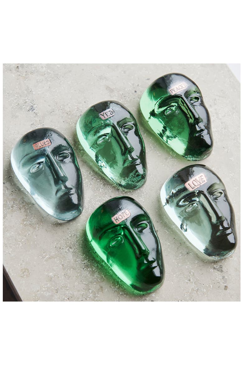 Companion Yes Glass Mask Sculpture, Alternate, color, GREEN