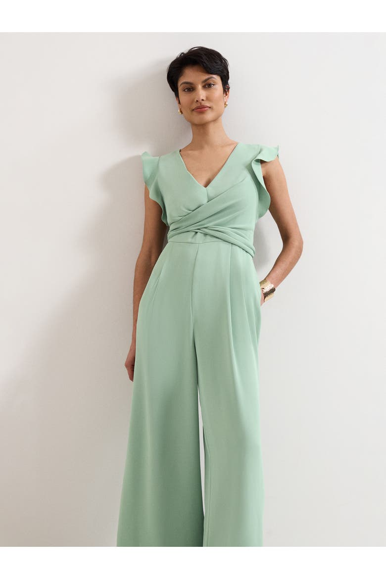 Ayla V-Neck Wide Leg Jumpsuit, Alternate, color, Green