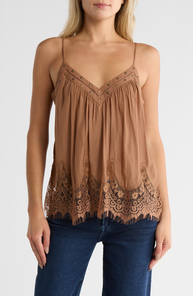 Ramy Brook Cesca Lace Trim Camisole, Main, color, Caramel