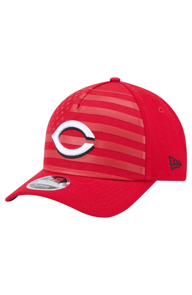 New Era Men's New Era Red Cincinnati Reds American Flag 9FORTY M-Crown A-Frame Adjustable Hat, Main, color, Red