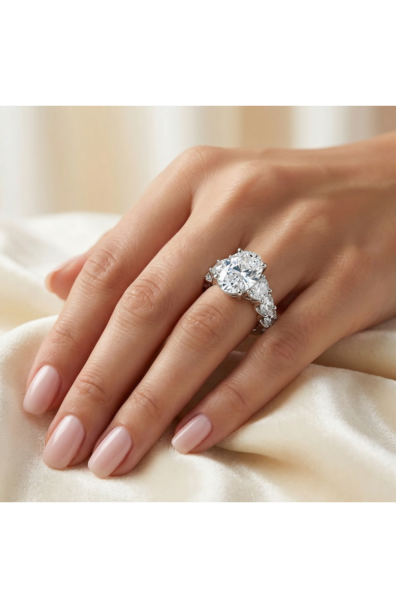 Bliss Diamond Certified 7 1/2Ct Laura Diamond Engagement Ring (5Ct Center) 14k Gold Lab Grown, Alternate, color, 14K White Gold