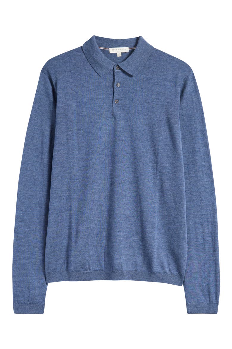 Redfern Long Sleeve Wool Blend Polo Sweater, Alternate, color, MID BLUE