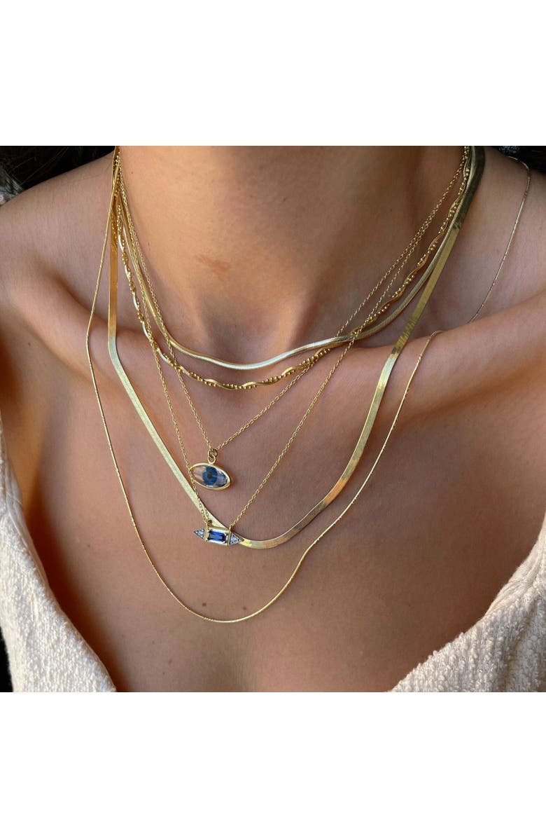 Spero London Transparent Glass Evil Eye Sterling Silver Necklace, Alternate, color, Gold