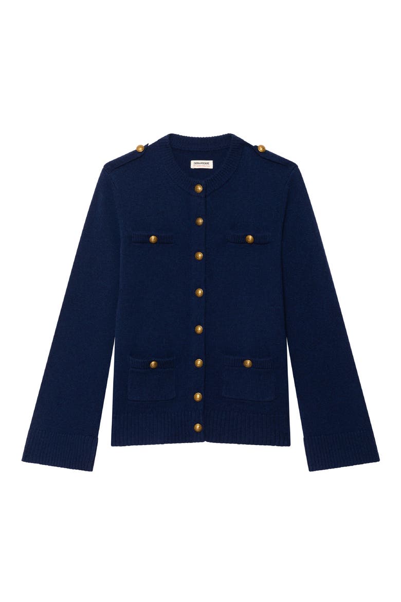 Lucyla Wool & Cashmere Cardigan, Alternate, color, MARINE