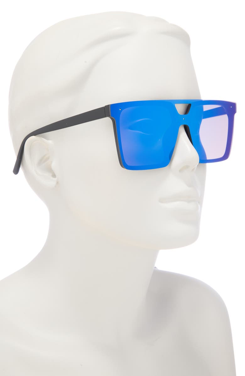 Vince Camuto 143mm Shield Sunglasses, Alternate, color, Black