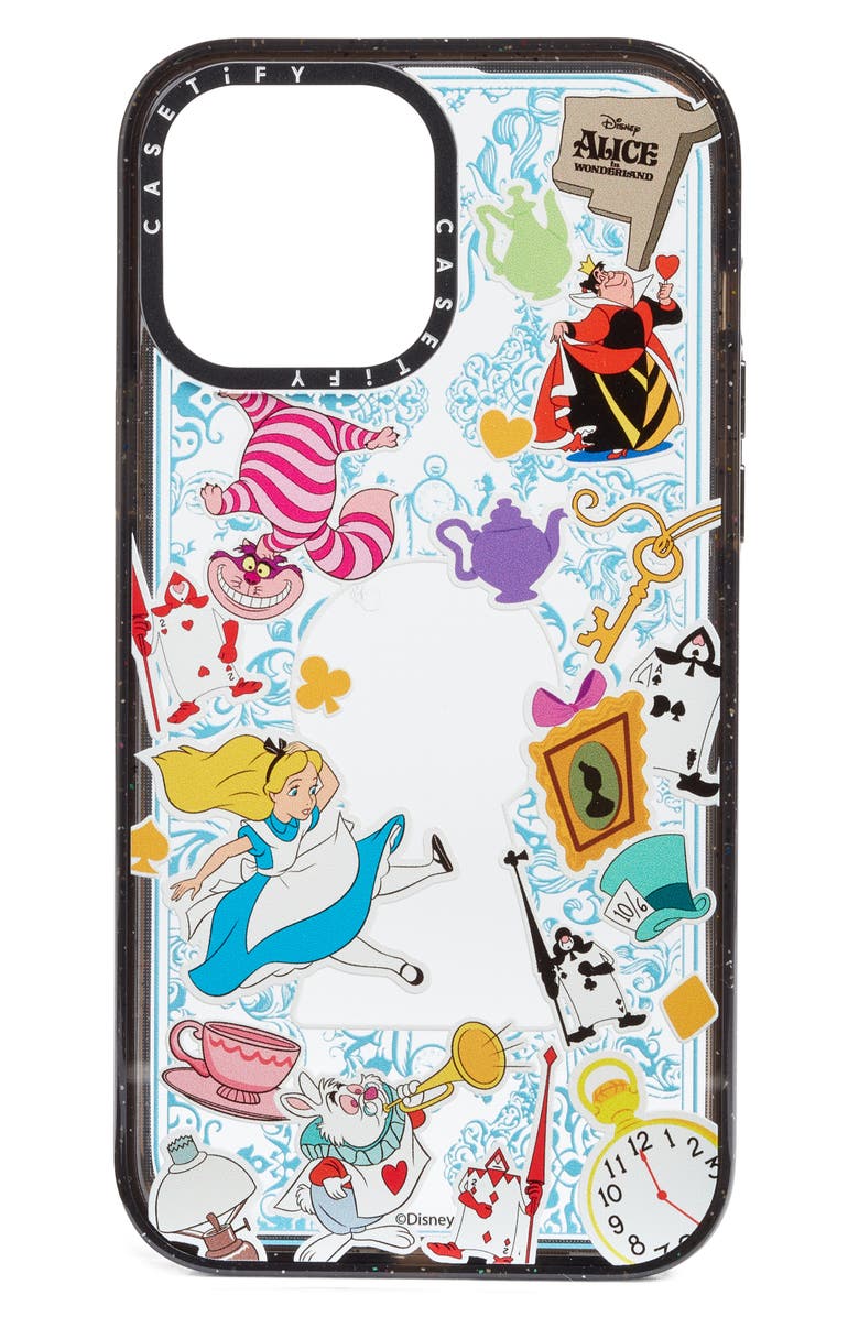 CASETiFY x Disney Alice in Wonderland Stickermania iPhone 13 Pro/13 Pro Max & 14 Plus/14 Pro Max Case, Alternate, color, Clear/ Glossy Black