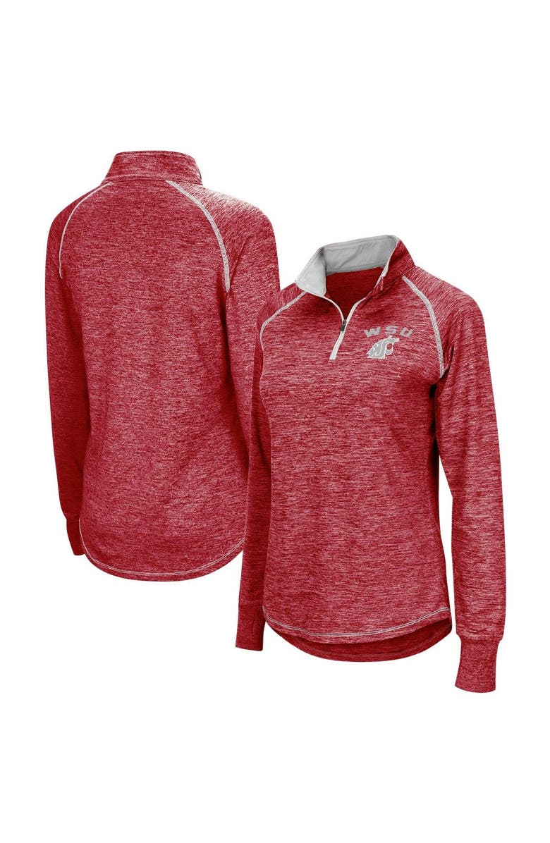 COLOSSEUM Women's Colosseum Crimson Washington State Cougars Bikram Lightweight Fitted Quarter-Zip Long Sleeve Top, Main, color, 
