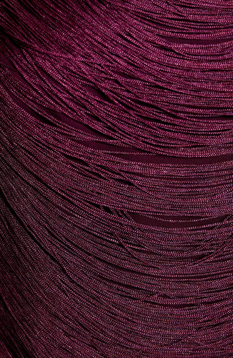 JADED LONDON Fringe Open Back Crop Top, Alternate, color, Burgundy